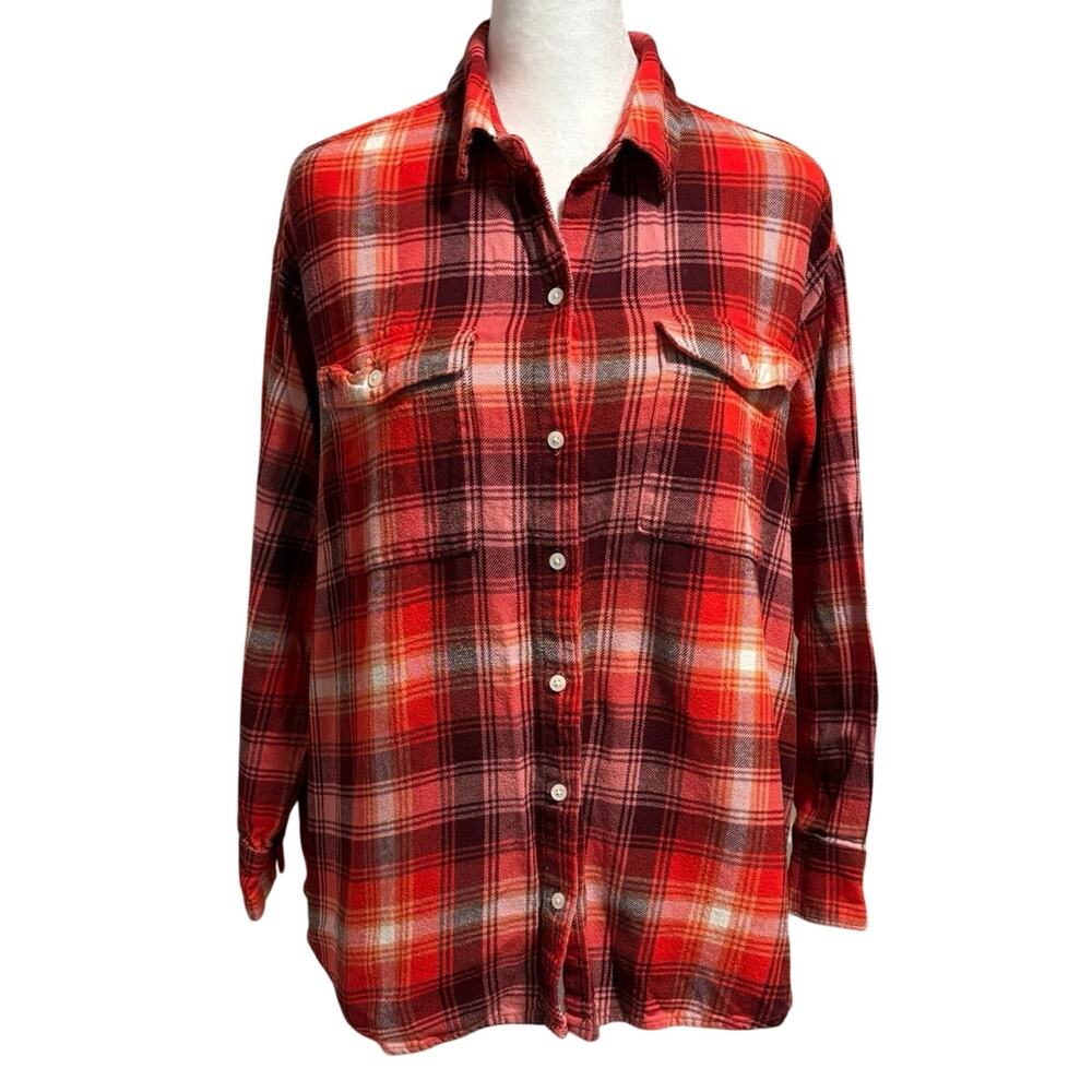 Old Navy Size PL LP Large Petite The Boyfriend Button Up Flannel Shirt Top Plaid